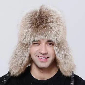 Мужские зимние шапки из натурального пушистого меха енота, роскошные теплые регулируемые качественные бомберы из овчины, ушанка, стильная шапка-ловушка One Size