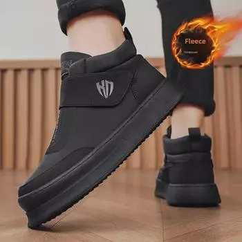 Мужские зимние снегоступы на липучках: Теплые, толстые, бархатные, модные, высокие кроссовки средней высоты. 44