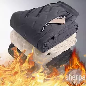 Мужские зимние спортивные штаны из овечьего флиса — ветрозащитные, утолщенные хлопковые брюки, плюс бархат, большой размер, теплая одежда для активного отдыха. L 80-105 catty