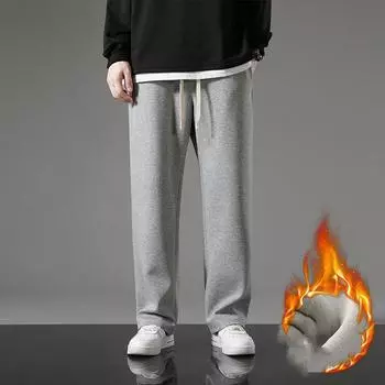 Мужские зимние свободные утолщенные теплые спортивные брюки на шнуровке 5XL
