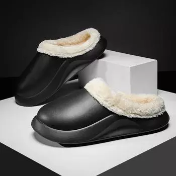 Мужские зимние тапочки, удобные теплые домашние тапочки, летние съемные сандалии, мужские повседневные нескользящие плюшевые меховые сабо для мужчин 40-41 бежевый