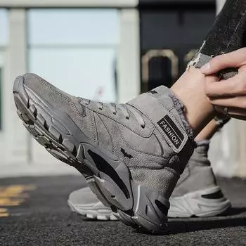 Мужские зимние теплые ботильоны, зимние ботинки, брендовые уличные кожаные зимние кроссовки, мужские высокие хлопковые туфли dg6 39 чёрный