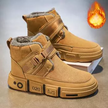 Мужские зимние теплые ботинки для снега, ботинки из искусственной замши, нескользящие, удобные, с подкладкой из искусственного меха, короткие ботинки, спортивная обувь для походов и прогулок для мужчин 39