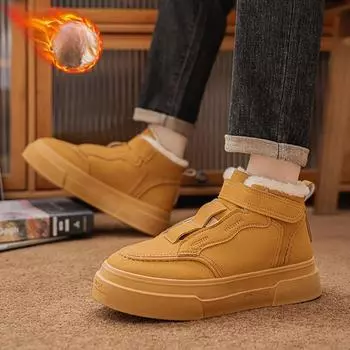 Мужские зимние теплые ботинки для снега, ботинки из искусственной замши, нескользящая подкладка из искусственного меха, короткие ботинки, высокие кроссовки для активного отдыха, походная обувь для мужчин 39