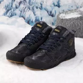 Мужские зимние теплые ботинки для снега, нескользящие, со шнуровкой, водонепроницаемые, с подкладкой из искусственного меха, ботинки по щиколотку, высокие кроссовки для походов и прогулок для мужчин 39