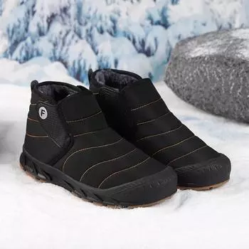 Мужские зимние теплые ботинки для снега, нескользящие водонепроницаемые ботинки с подкладкой из искусственного меха, удобные высокие походные ботинки для мужчин 36
