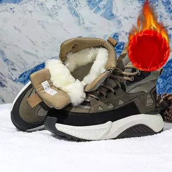 Мужские зимние теплые ботинки для снега, нескользящие ботинки с подкладкой из искусственного меха, высокие кроссовки для мужчин, удобные короткие ботинки для пешего туризма и прогулок 39 коричневый