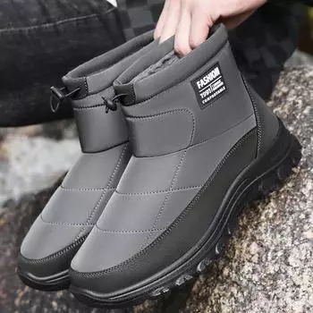 Мужские зимние теплые ботинки для снега, повседневные, легкие, нескользящие, с подкладкой из искусственного меха, мужские, водонепроницаемые, удобные, с подкладкой из плюша, короткие ботинки 39