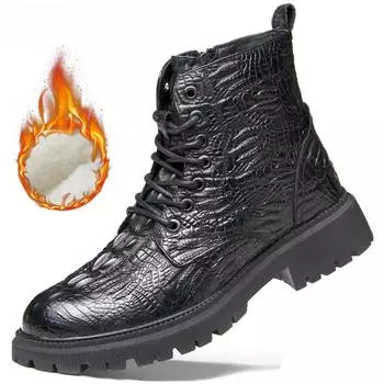 Мужские зимние теплые ботинки для снега с подкладкой из искусственного меха, на шнуровке, из искусственной кожи, мотоциклетные ботинки для мужчин, походные ботинки чукка, повседневная деловая рабочая обувь 38