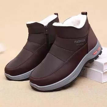 Мужские зимние теплые ботинки для снега с нескользящей подкладкой из искусственного меха, короткие ботинки с боковой молнией, водонепроницаемые удобные ботинки для ходьбы для мужчин 39