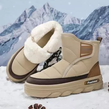 Мужские зимние теплые ботинки для снега с нескользящей подкладкой из искусственного меха, короткие ботинки для ходьбы, водонепроницаемые, удобные, пушистые ботинки для мужчин 39