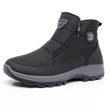 Мужские зимние теплые ботинки для снега с застежкой-молнией, нескользящие ботинки по щиколотку с подкладкой из искусственного меха, удобные рабочие кроссовки, повседневные короткие ботинки для ходьбы, обувь для мужчин 38 чёрный
