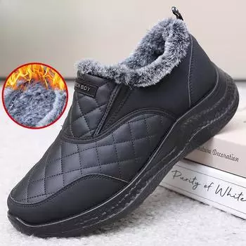 Мужские зимние теплые ботинки для снега с подкладкой из искусственного меха, нескользящие мокасины, водонепроницаемые рабочие кроссовки для ходьбы, удобные короткие ботинки для мужчин 39