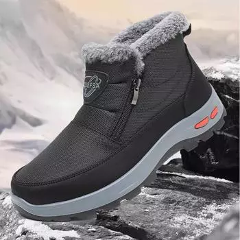 Мужские зимние теплые ботинки для снега с застежкой-молнией, нескользящие короткие ботинки до щиколотки с подкладкой из искусственного меха, удобные рабочие кроссовки, повседневные мокасины для ходьбы, обувь для мужчин 38