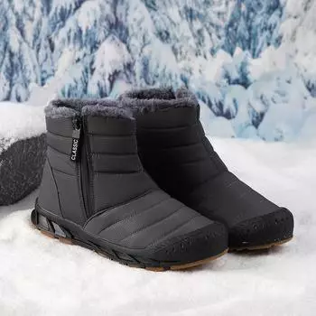 Мужские зимние теплые ботинки для снега с застежкой-молнией, нескользящие, водонепроницаемые, с подкладкой из искусственного меха, высокие удобные ботинки для походов и прогулок для мужчин 36