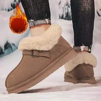 Мужские зимние теплые ботинки для снега с подкладкой из искусственного меха, короткие ботильоны, тапочки из искусственной замши для улицы и дома, обувь для мужчин, удобная нескользящая обувь для ходьбы 40