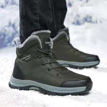 Мужские зимние теплые ботинки для снега, водонепроницаемые короткие ботинки, обувь для мужчин, искусственный мех, подкладка, противоскользящие, на шнуровке, для прогулок на открытом воздухе, для походов, треккинга 39