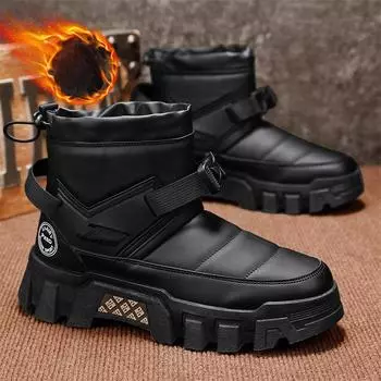 Мужские зимние теплые ботинки для снега, водонепроницаемые ботинки для мужчин, нескользящие короткие ботинки с меховой подкладкой, легкие уличные спортивные ботинки для пешего туризма 39