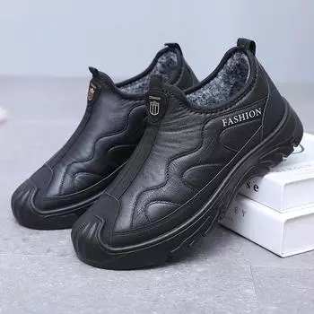 Мужские зимние теплые ботинки для снега, водонепроницаемые, нескользящие, короткие ботинки с подкладкой из искусственного меха, удобные рабочие кроссовки, прогулочные мокасины, обувь для мужчин 39