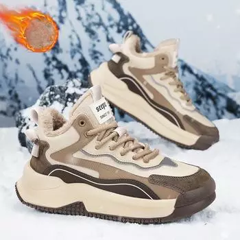 Мужские зимние теплые ботинки до щиколотки, водонепроницаемые, со шнуровкой, с подкладкой из искусственного меха, зимние ботинки для мужчин, обувь без застежек для прогулок на открытом воздухе, походов, работы, высокие кроссовки 39