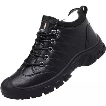Мужские зимние теплые ботинки, Уличная походная обувь, Мужские повседневные короткие ботинки, Походные кроссовки, Теплые зимние ботинки на меху, Повседневные кроссовки 38 чёрный