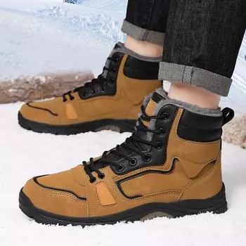 Мужские зимние теплые ботинки Высокие зимние ботинки Большие размеры Мягкая повседневная обувь 39 чёрный