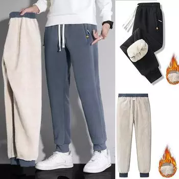 Мужские зимние теплые флисовые брюки однотонные бархатные повседневные брюки осенние спортивные брюки для бега большие размеры брюки для толстых мужчин M-8XL L серый