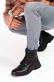 Мужские зимние теплые кожаные ботильоны из 100% натуральной кожи на термоподошве, нескользящие повседневные деловые кожаные ботинки до щиколотки