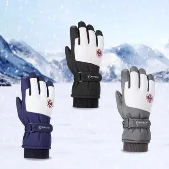 Мужские зимние теплые лыжные перчатки, уличные толстые перчатки для сноуборда, ветрозащитные водонепроницаемые спортивные перчатки для верховой езды, лыжные перчатки с сенсорным экраном для мужчин One size
