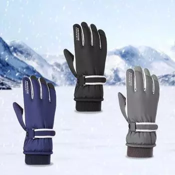 Мужские зимние теплые лыжные перчатки, уличные толстые перчатки для сноуборда, ветрозащитные водонепроницаемые спортивные перчатки для верховой езды, лыжные перчатки с сенсорным экраном для мужчин One size