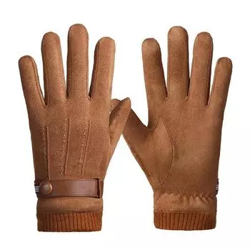 Мужские зимние теплые перчатки из искусственной замши с разрезом, военные перчатки с утолщенными пальцами, для вождения, с пряжкой, для лыж, мужские варежки с сенсорным экраном