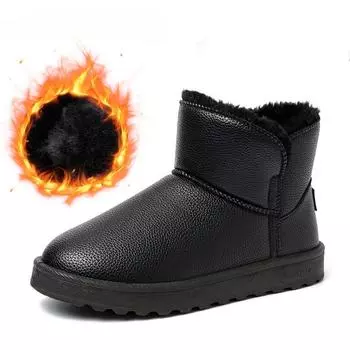 Мужские зимние теплые пушистые зимние ботинки с водонепроницаемой нескользящей подкладкой из искусственного меха, полусапожки для мужчин, удобные короткие ботинки из искусственной кожи для ходьбы 40