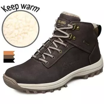 Мужские зимние теплые зимние ботинки на меховой подкладке, ботинки на шнуровке, уличные альпинистские, прогулочные, водонепроницаемые кроссовки 40 чёрный
