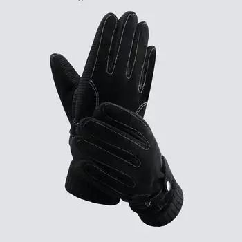 Мужские зимние термоперчатки из кожи для езды на мотоцикле из свиной кожи удобные толстые перчатки A-3D чёрный