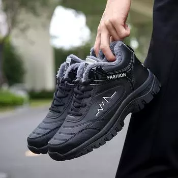 Мужские зимние удобные кроссовки для активного отдыха, повседневная обувь с толстой подошвой, кроссовки для снега на шнуровке 45