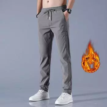 Мужские зимние утепленные брюки большого размера со шнуровкой, прямые брюки XS
