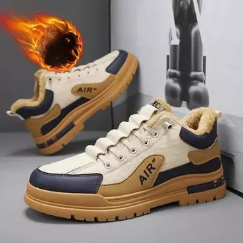 Мужские зимние утепленные низкие туфли на плоской подошве с подкладкой, повседневные теплые кроссовки для офиса 44