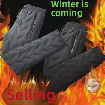 Мужские зимние утолщенные хлопковые брюки - свободные, на подкладке из овчины, свободного покроя, прямого покроя 5XL