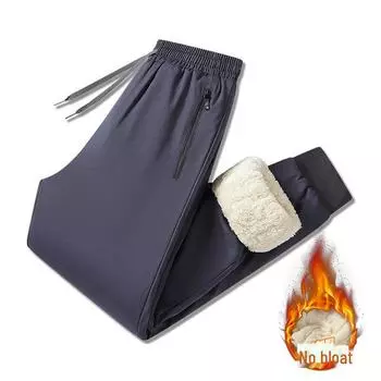 «Мужские зимние утолщенные повседневные брюки из овчины с бархатной отделкой на щиколотке в спортивном стиле» (2405) M