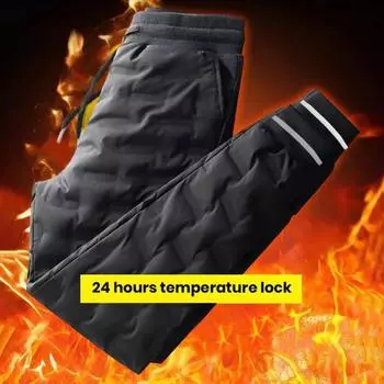 Мужские зимние утолщенные теплые брюки с карманами до щиколотки, брюки со шнурком и средней талией, спортивная одежда для бега 4XL чёрный