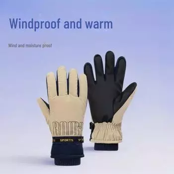 Мужские зимние ветрозащитные водонепроницаемые нескользящие перчатки для велоспорта с сенсорным экраном – толстые, теплые, с пятью пальцами One Size