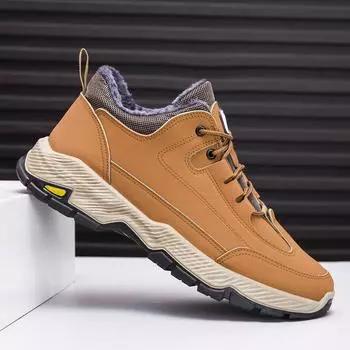 Мужские зимние водонепроницаемые кожаные ботинки для снегоходов с бархатной подкладкой 39