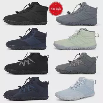 Мужские зимние водонепроницаемые нескользящие ботинки средней высоты с толстой бархатной подкладкой 47