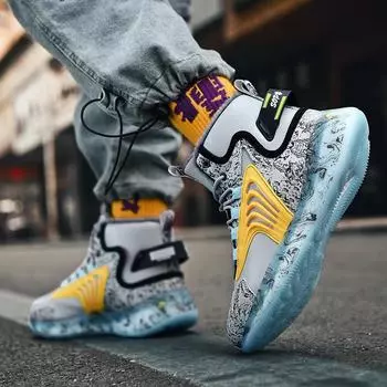 Мужские зимние высокие баскетбольные и беговые кроссовки с амортизацией Popcorn 43 белый