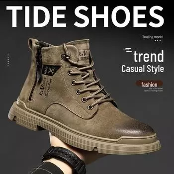 Мужские зимние высокие ботинки из свиной кожи в стиле «Мартин» с теплой бархатной подкладкой 39