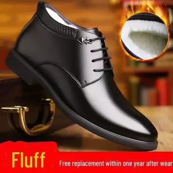 Мужские зимние высокие кожаные ботинки — теплые, мягкие, легкие, с подошвой из хлопка и бархата для подростков и пап. inner height; 42