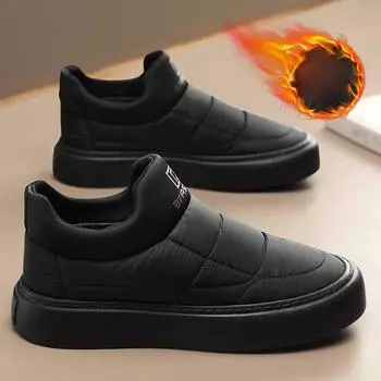 Мужские зимние высокие кроссовки на меховой подкладке, уличные нескользящие теплые короткие ботинки, спортивная обувь для бега с высоким берцем на флисовой подкладке для мужских зимних ботинок