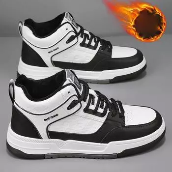 Мужские зимние высокие кроссовки на меховой подкладке, уличные нескользящие зимние ботинки на шнуровке, повседневные походные кроссовки, мужские теплые спортивные короткие ботинки на флисовой подкладке