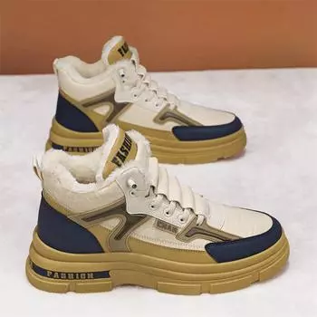 Мужские зимние зимние ботинки из искусственной кожи, повседневные без шнуровки на подкладке из искусственного меха, ботильоны на шнуровке для мужчин, походные ботинки с плюшевой подкладкой, высокие кроссовки 39