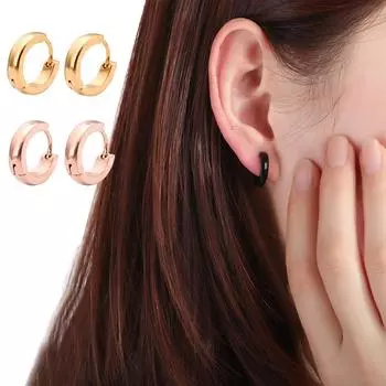 Мужские золотые подарочные серьги в стиле хип-хоп, тонкие круглые серьги-кольца, маленькие серьги-клипсы серебряный